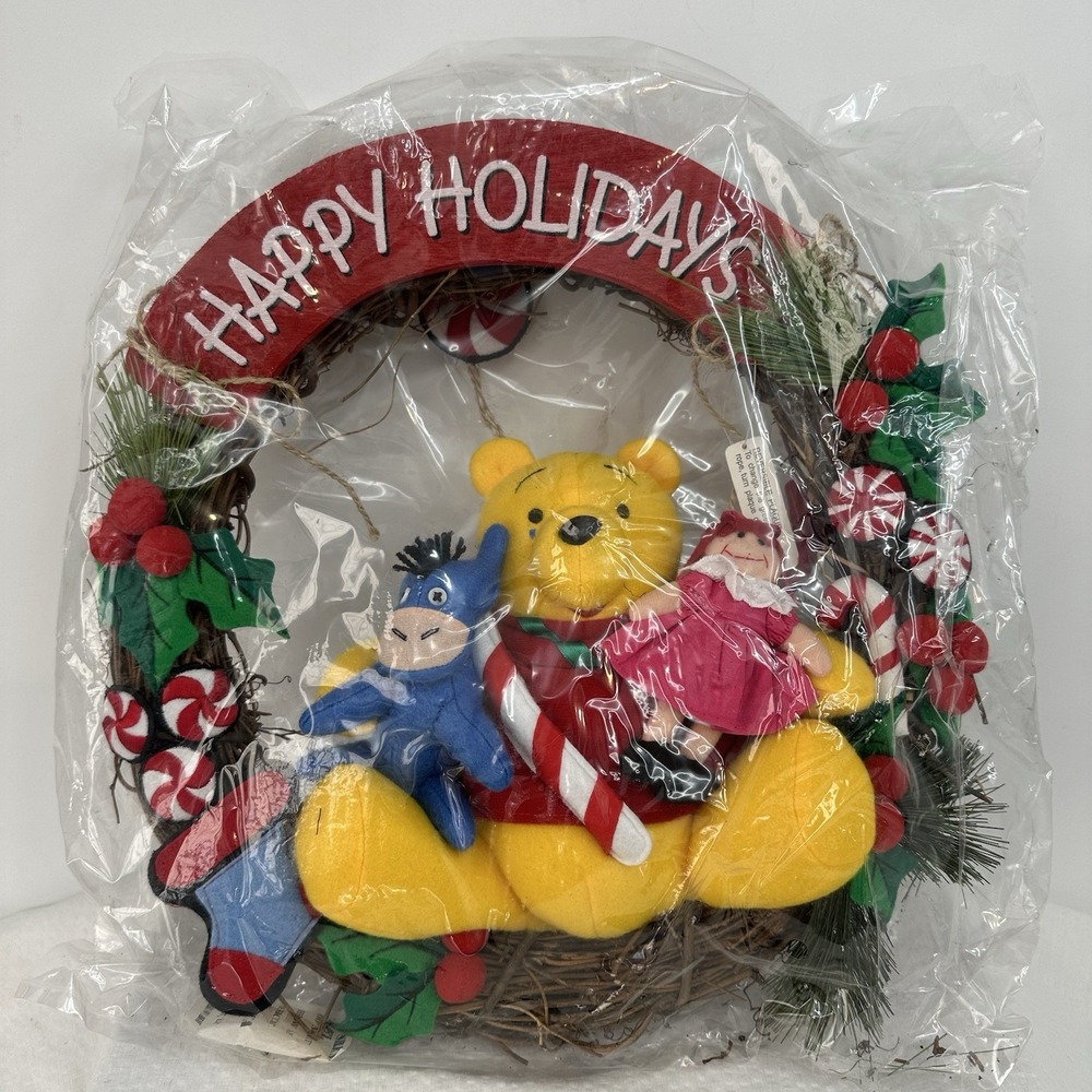 Disney Winnie The Pooh Reversible Happy Holidays / Seasons Greetings‎ Wreath VTG